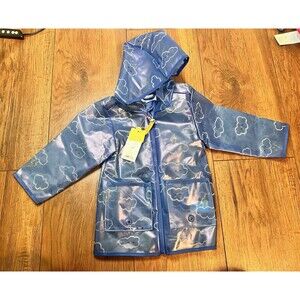 Little Boys 12 Months Cat & Rain Jacket Blue Wind & Rain Resistant Nwt